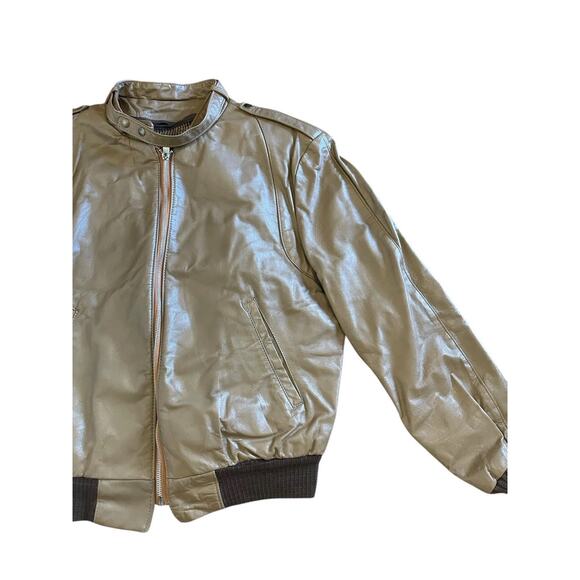 Vtg Van Cort Leather Bomber Jacket USA Made Light Brown Sz L 80s Stranger Things - Picture 2 of 16